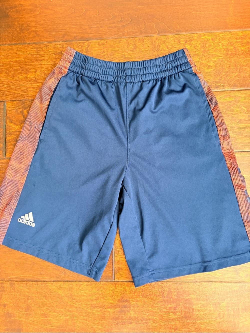 adidas Navy Shorts with Orange Side Panels for Kids